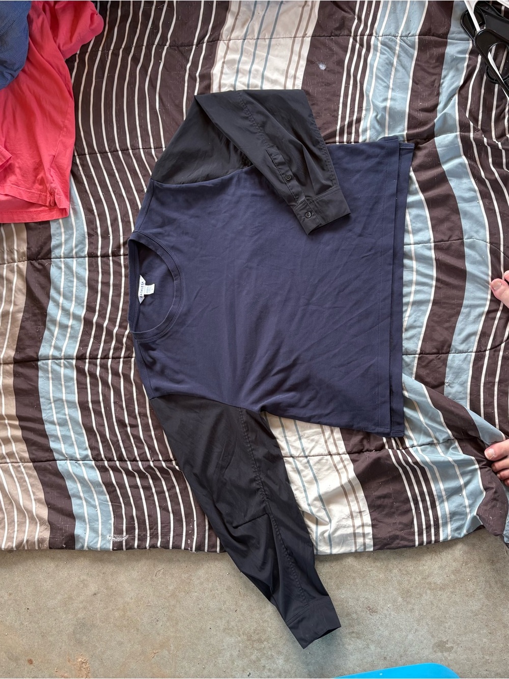 Athleta Navy Blue and Black Long Sleeve Tee